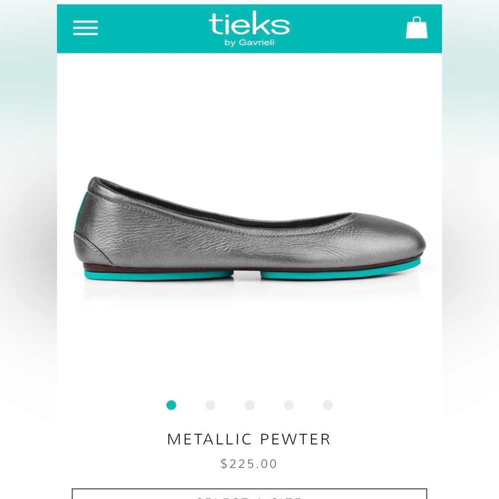 Women size 8 Tieks by Gavrieli silver gray metallic pewter leather ballet flats - Picture 5 of 6